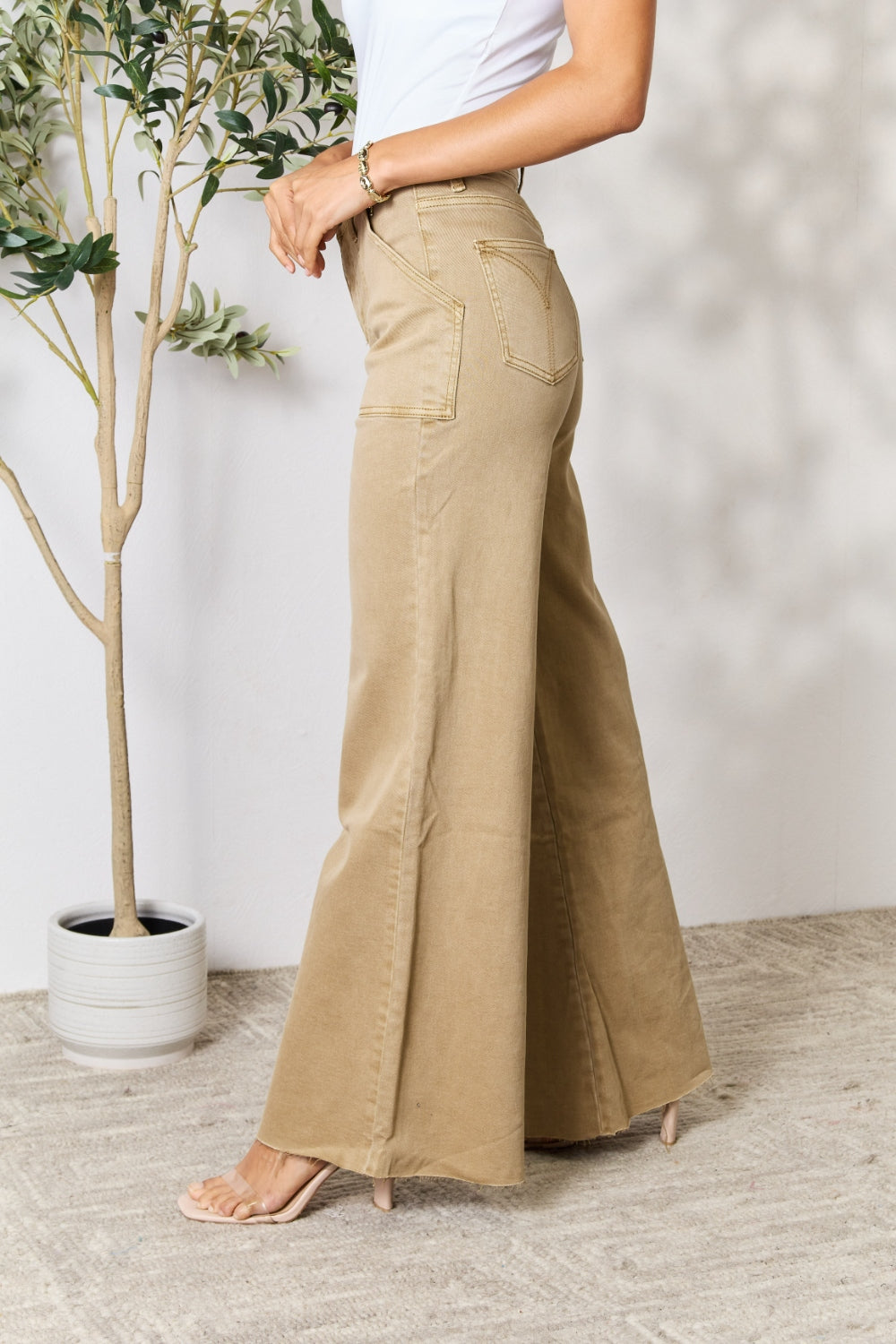 Raw Hem Wide Leg Jeans