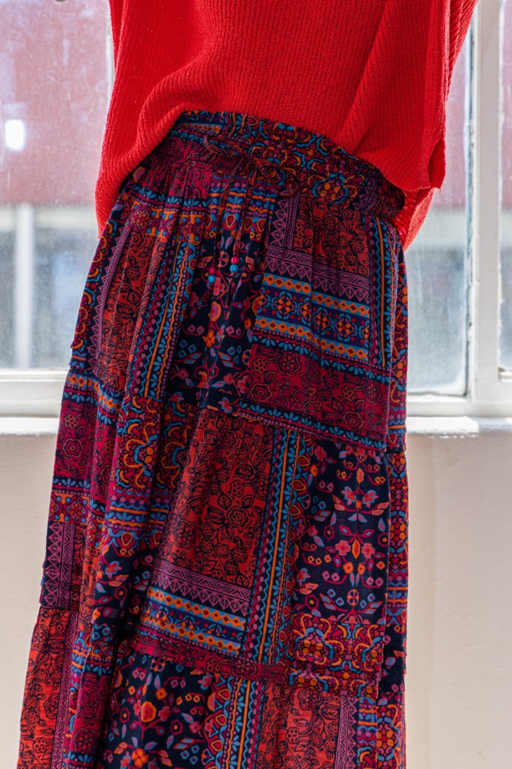 Bold Printed Tiered Maxi Skirt