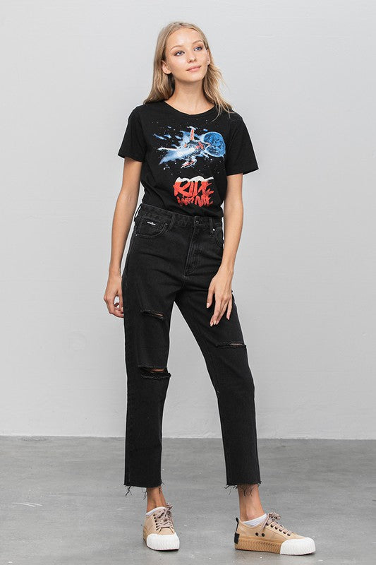 HIGH RISE PREMIUM STRAIGHT JEANS BLACK DENIM