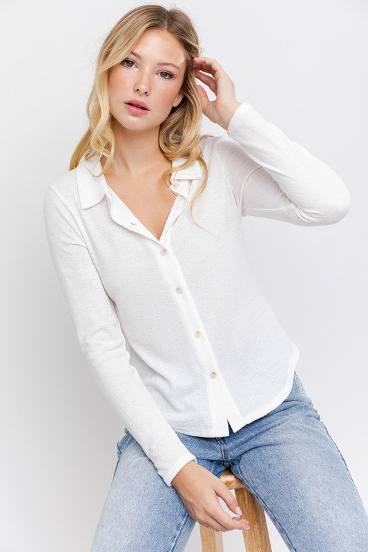 Denver White Button Down Top