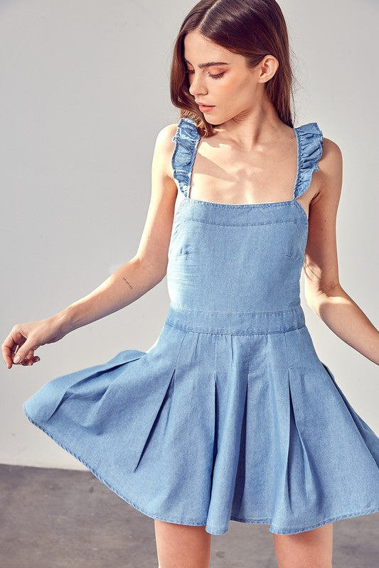 A-Line Open Back Dress - Chambray