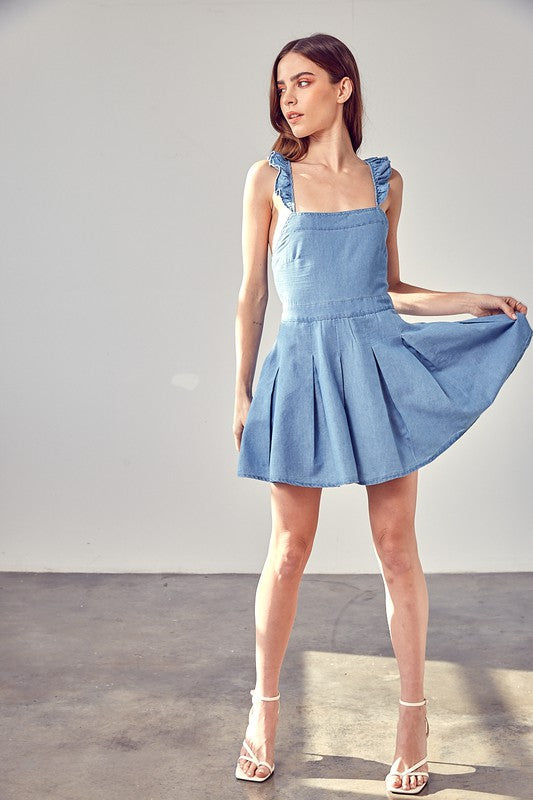 A-Line Open Back Dress - Chambray