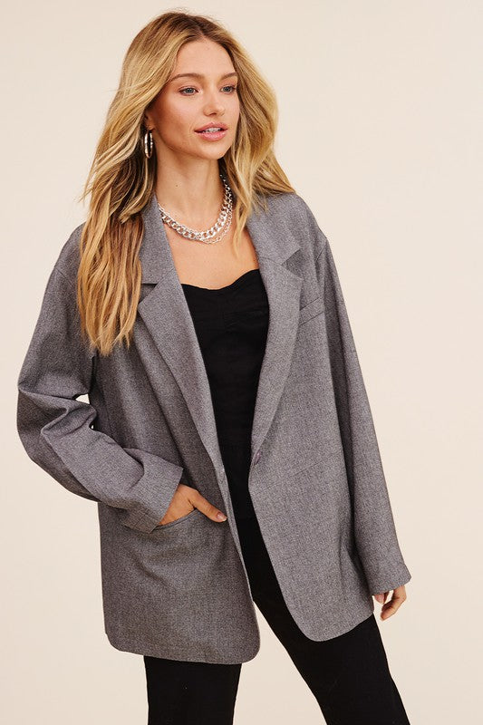 Becca Oversized Solid Blazer