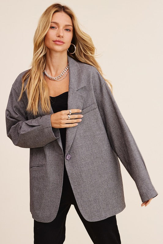 Becca Oversized Solid Blazer