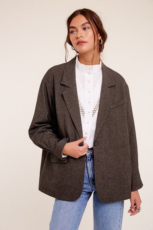 Becca Oversized Solid Blazer