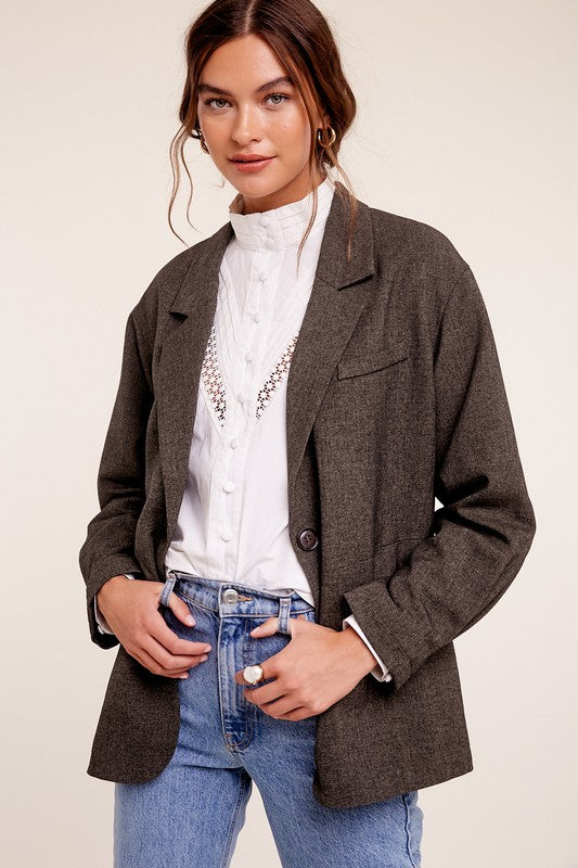 Becca Oversized Solid Blazer