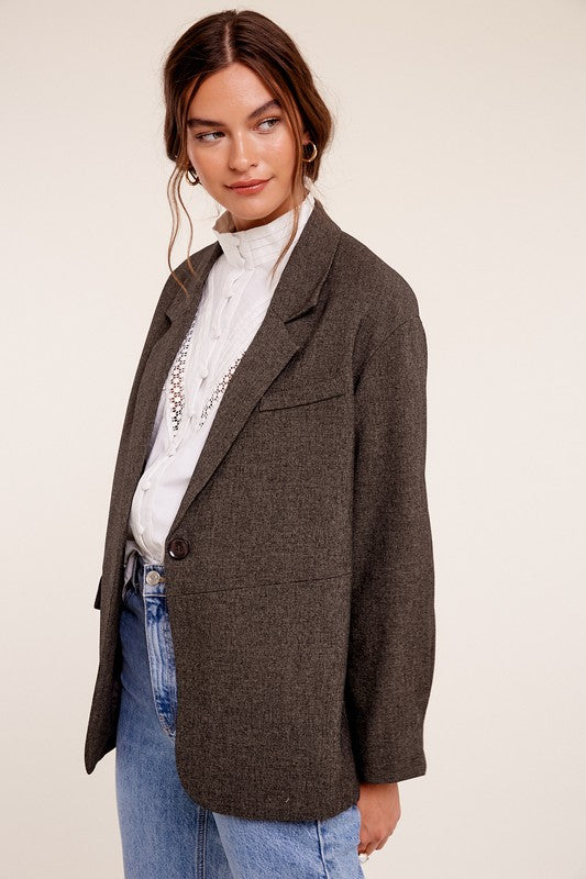 Becca Oversized Solid Blazer