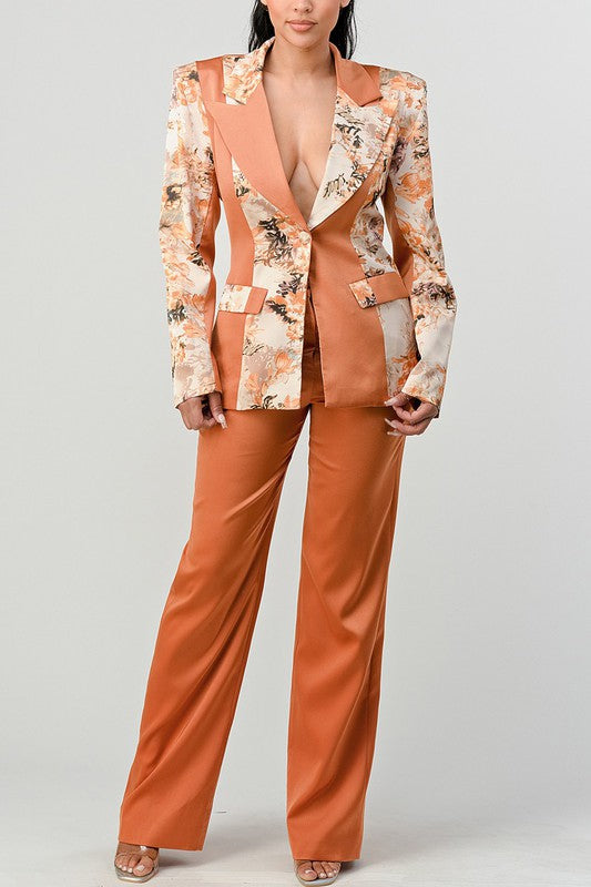 Lets Talk Business Transition Print Blazer and Pant Suit