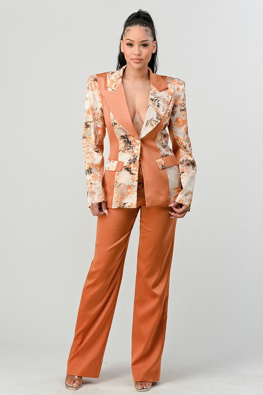 Lets Talk Business Transition Print Blazer and Pant Suit