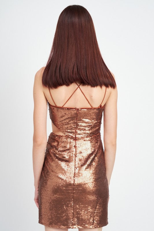 SEQUIN MINI DRESS WITH CUT OUT