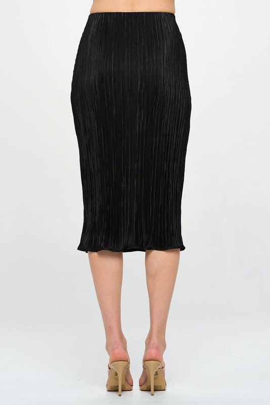 Made in USA Solid Plisse Midi Skirt