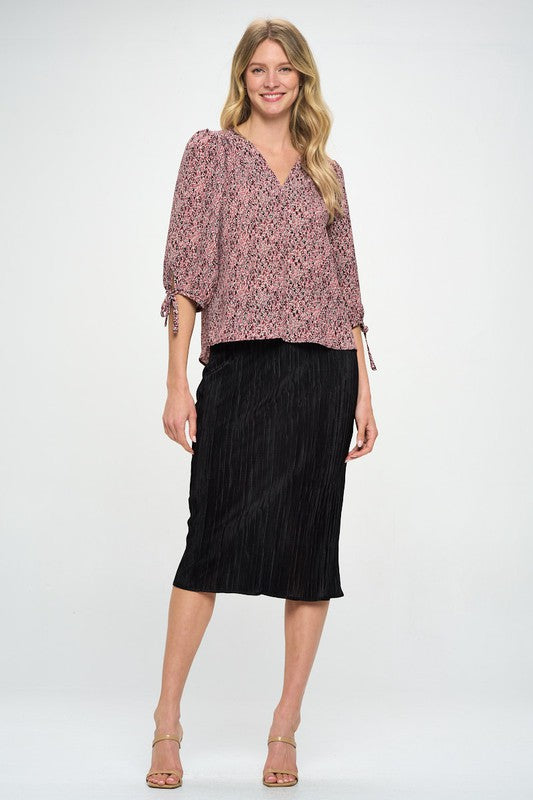 Made in USA Solid Plisse Midi Skirt