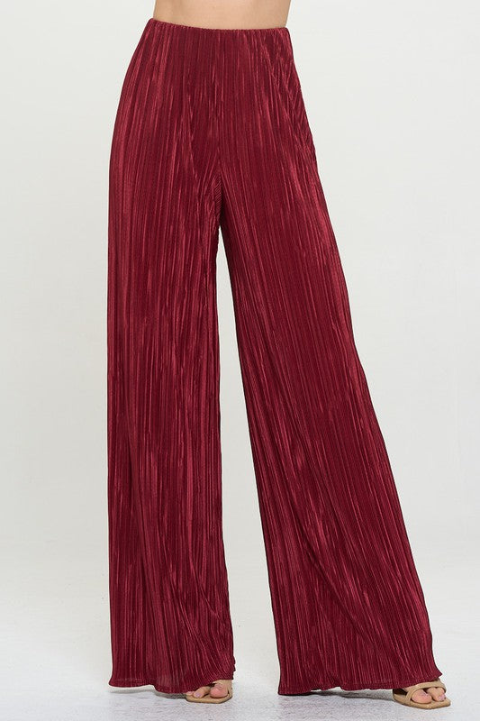 Made in USA Vibrant Plisse Lined Straight Pants