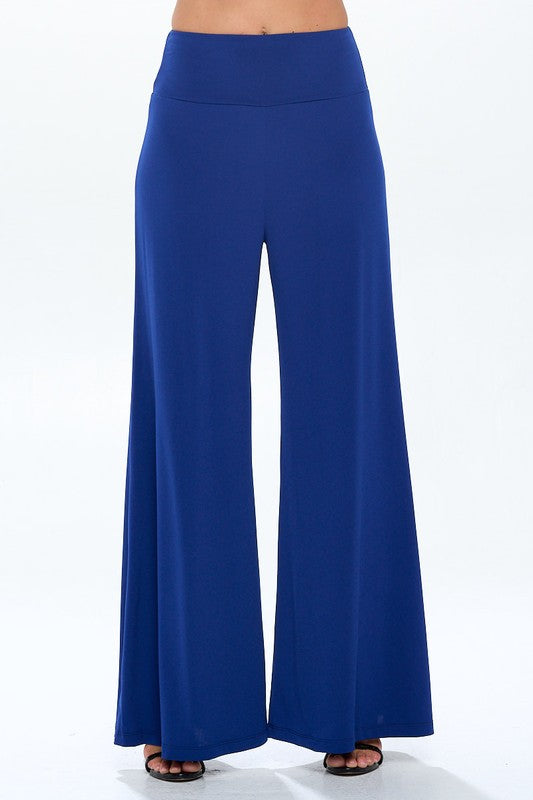 Solid Wide Leg Pants w Thick Waistband