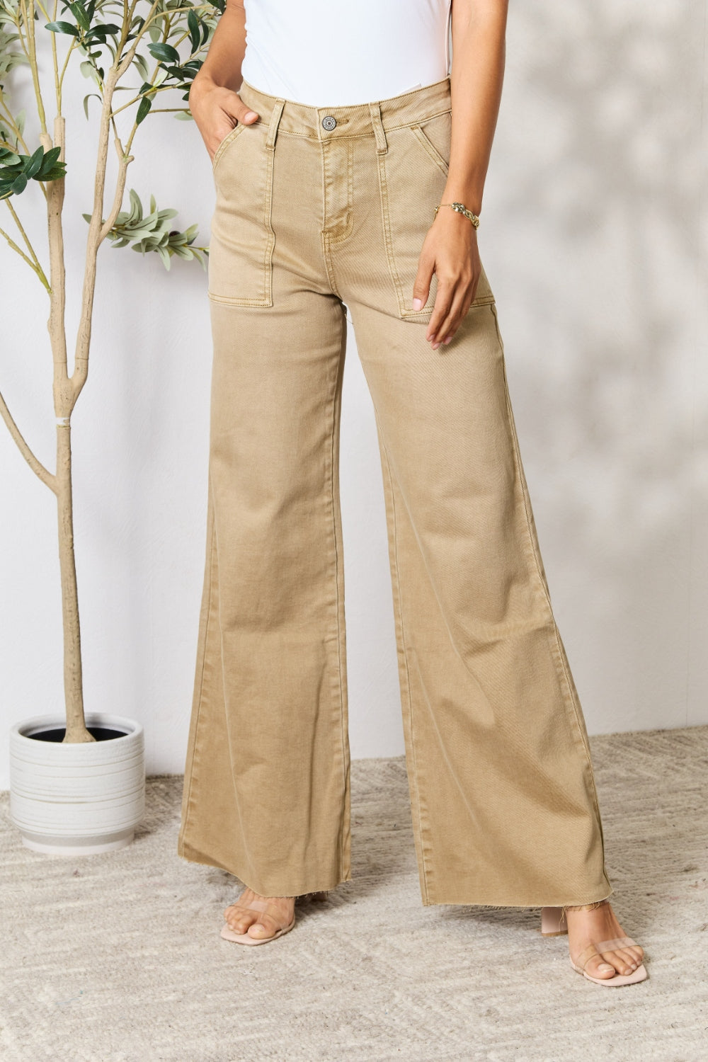 Raw Hem Wide Leg Jeans