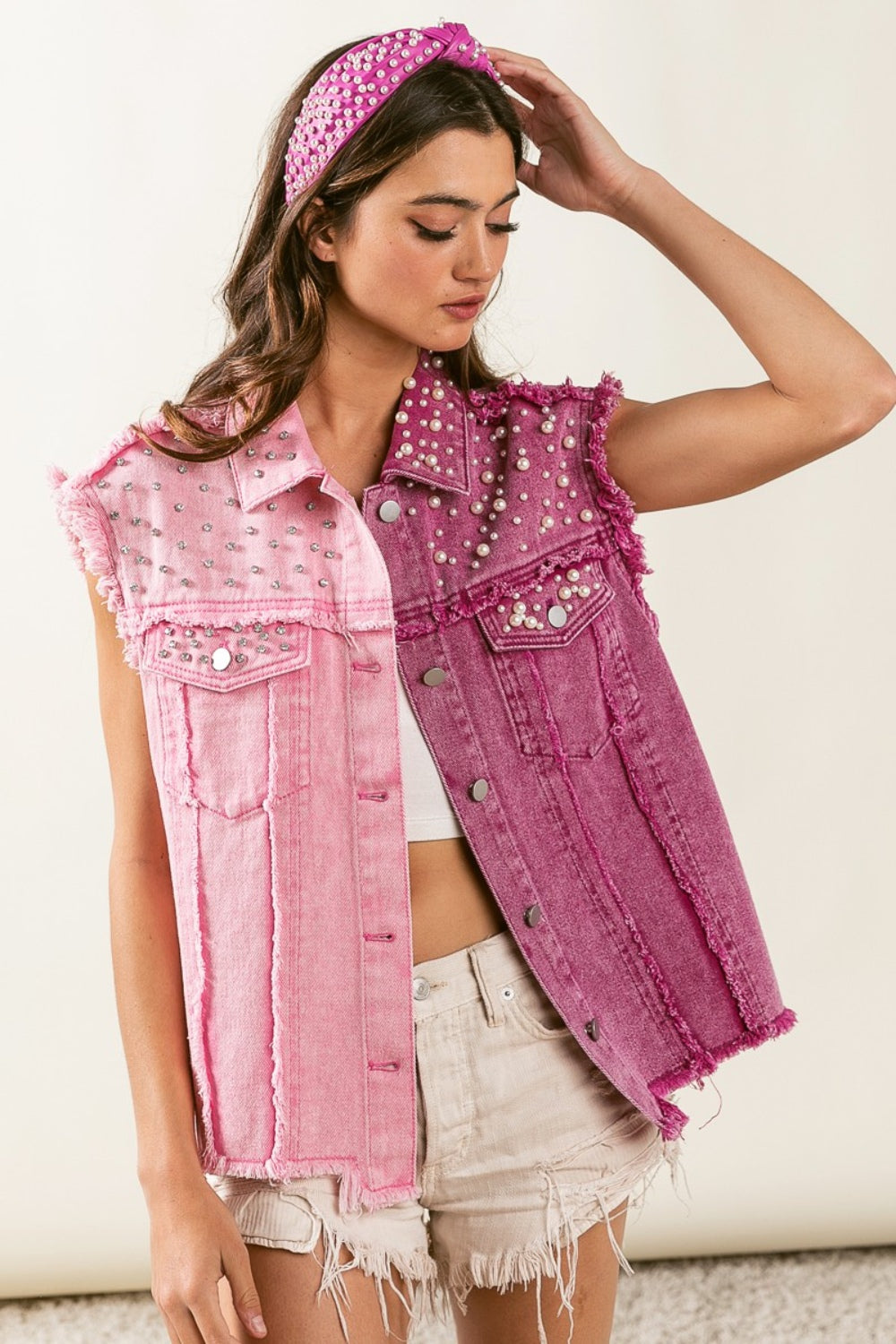 Maggie Pearl & Rhinestone Vest Coat