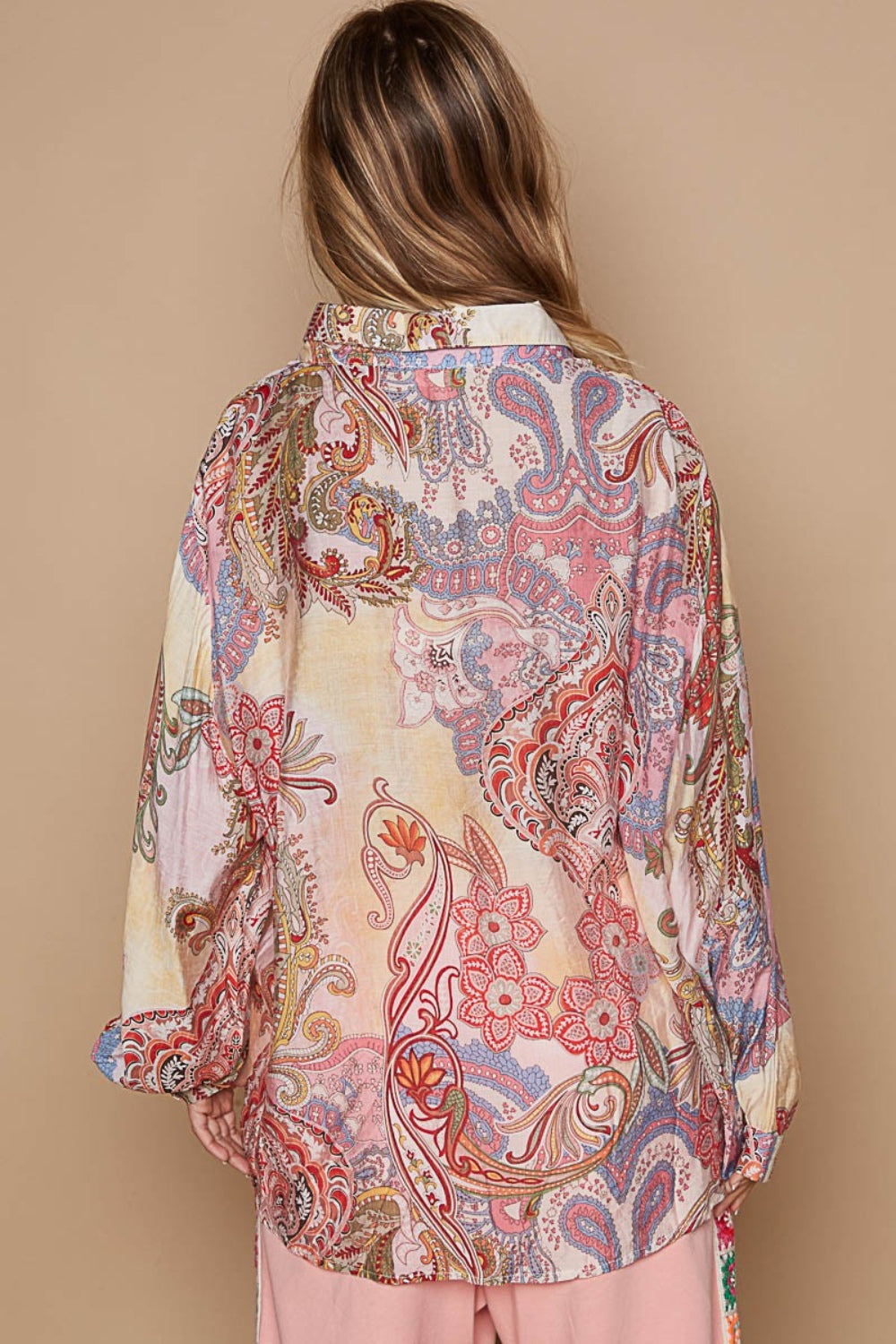 Sweet Paisley Button-Down Long Sleeve Print Shirt