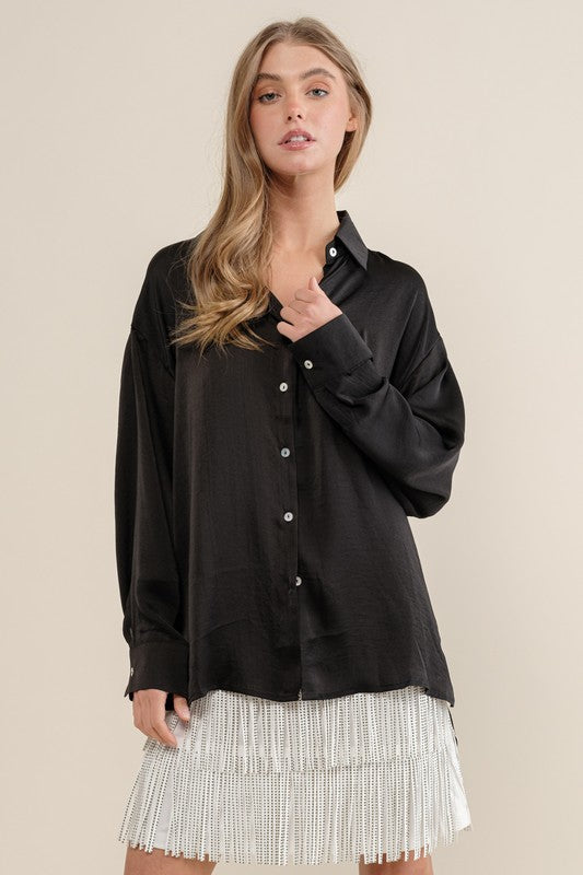 LIGHT SATIN BUTTON DOWN SHIRT