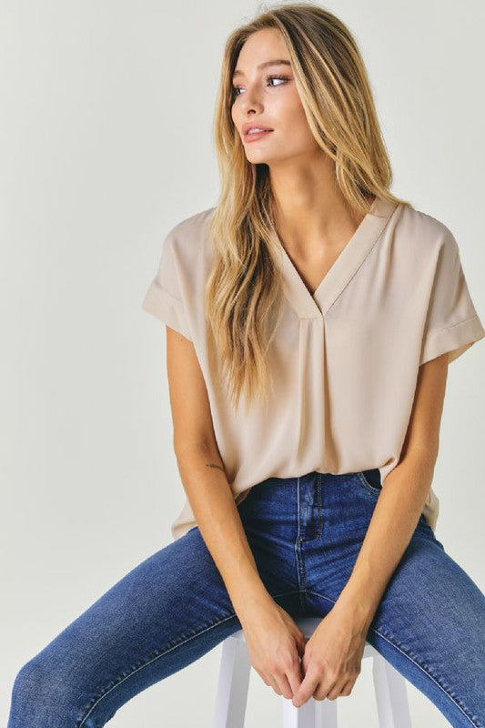 V-Neck Dolman Sleeve Solid Basic Top