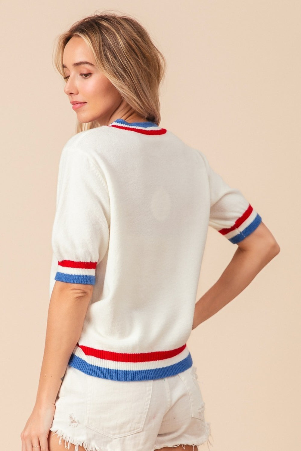 Land of the Free Heart Flag Striped Heart Sweater