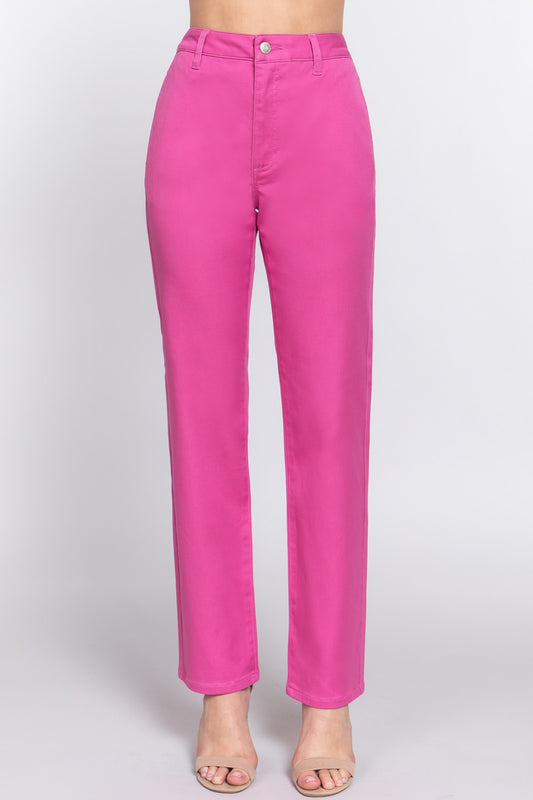 Level Up High Waist Straight Twill Pants