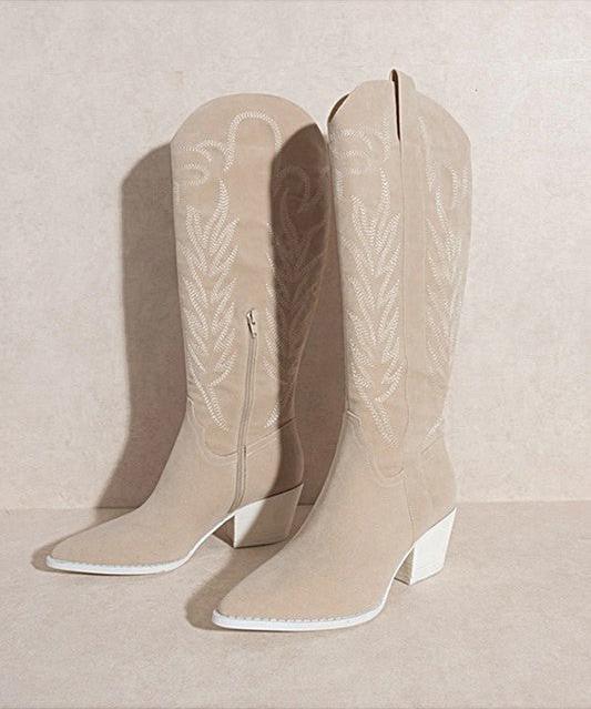 The Samara Embroidered Western Knee High Boots