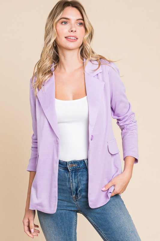 Lilac Dream Button Up Long Sleeve Slit Blazer