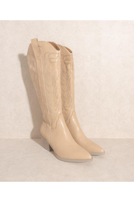 The Samara Embroidered Western Knee High Boots